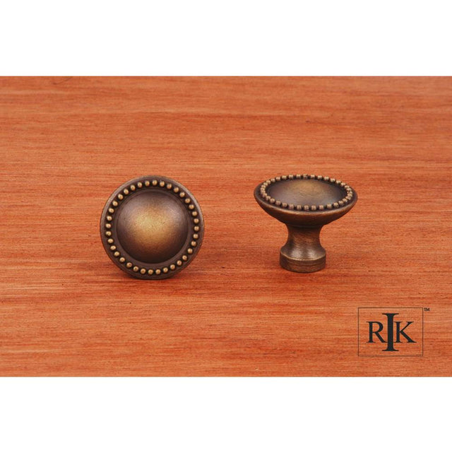 RK International - Plain Knob with Beaded Edge - Antique English