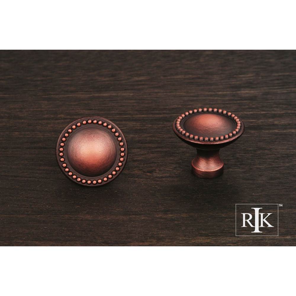 RK International - Plain Knob with Beaded Edge - Distressed Copper