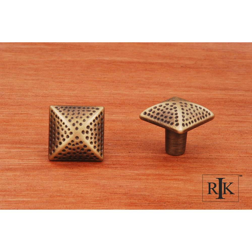 RK International - Square Knob with Divet Indents - Antique English