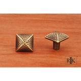 RK International - Square Knob with Divet Indents - Antique English