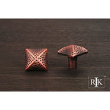 RK International - Square Knob with Divet Indents - Distressed Copper