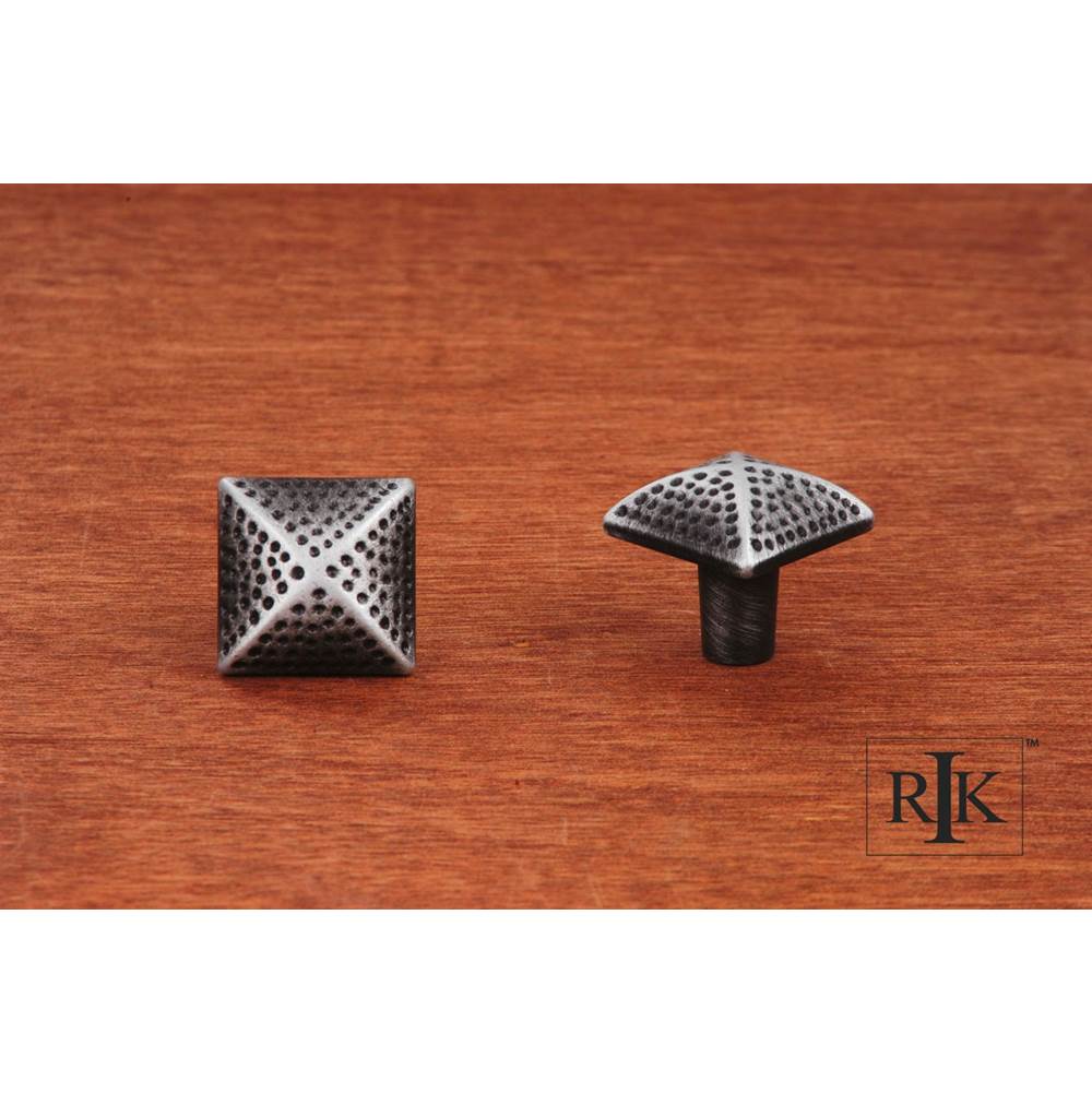 RK International - Square Knob with Divet Indents - Distressed Nickel