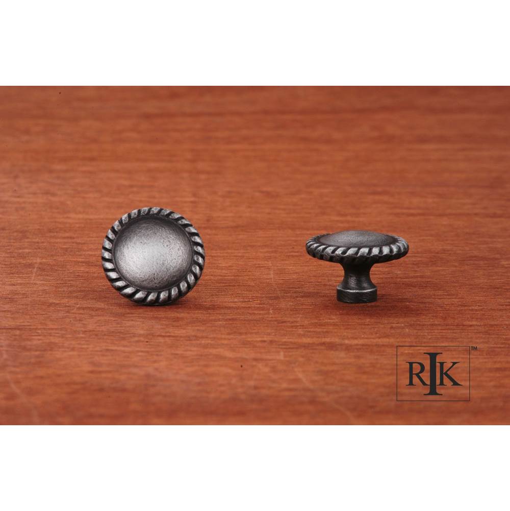 RK International - Plain Knob with Rope  at  Edge - Distressed Nickel