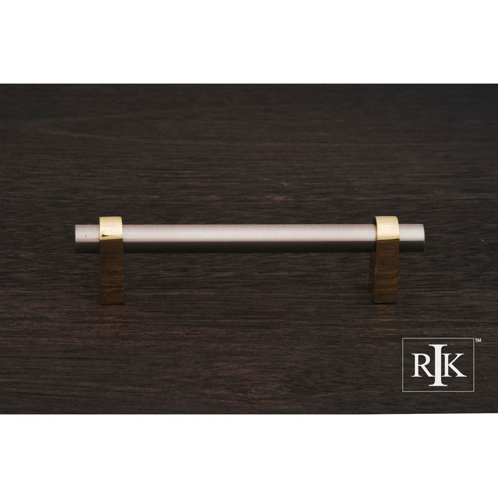 RK International - 3 1/2'' c/c Two Tone Rod Pull - Satin Nickel,Brass