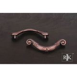 RK International - 3 1/2'' c/c Ornate Curved Drop Pull - Distressed Copper