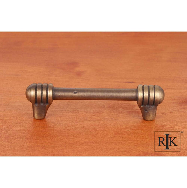 RK International - 3 1/2'' c/c Distressed Rod with Swirl Ends Pull - Antique English