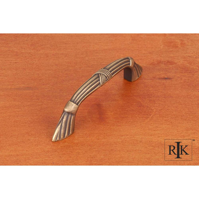 RK International - 3'' c/c Ornate Bow Pull with Lines and Crosses - Antique English