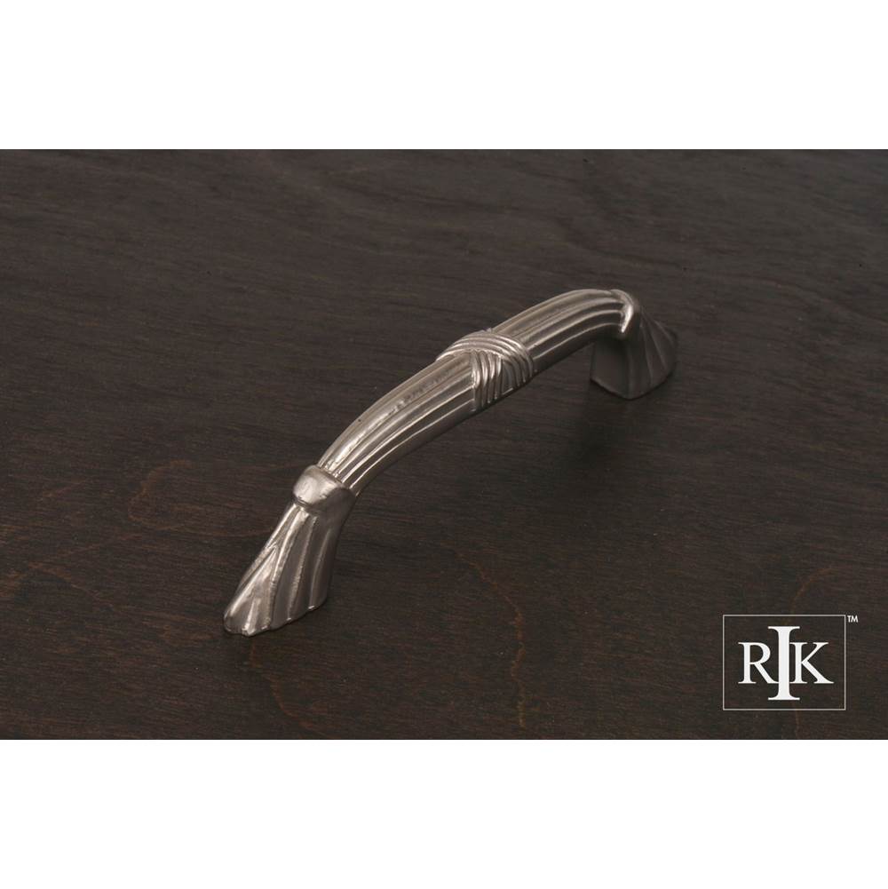 RK International - 3'' c/c Ornate Bow Pull with Lines and Crosses - Satin Nickel