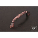 RK International - 3 1/2'' c/c Ornate Bow Pull with Lines and Crosses - Distressed Copper