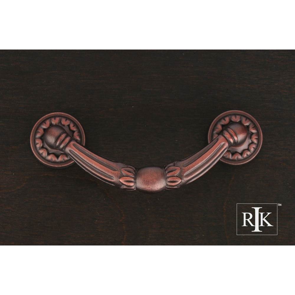 RK International - Ornate Drop Pull with Petal Bases - Distressed Copper