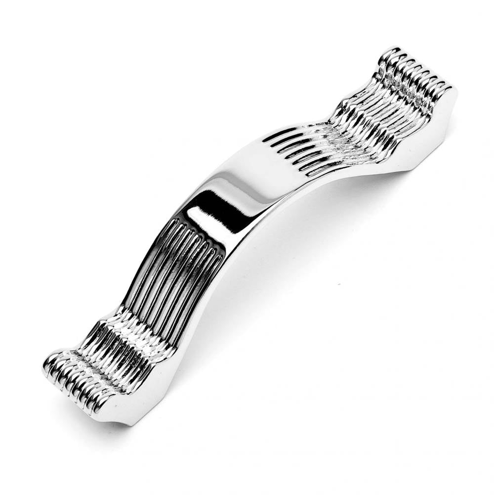 RK International - 3 1/2'' c/c Wavy Contoured Pull with Lines - Polished Nickel