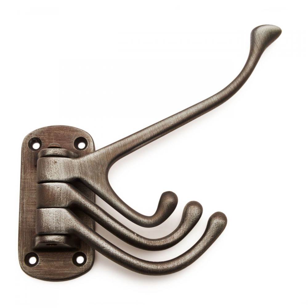 RK International - Triple Pronged Hook - Distressed Nickel