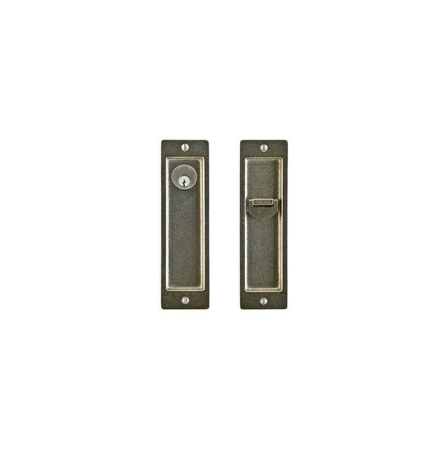 Rocky Mountain Hardware - Rectangular Escutcheon Sliding Door Lock, Single, Entry