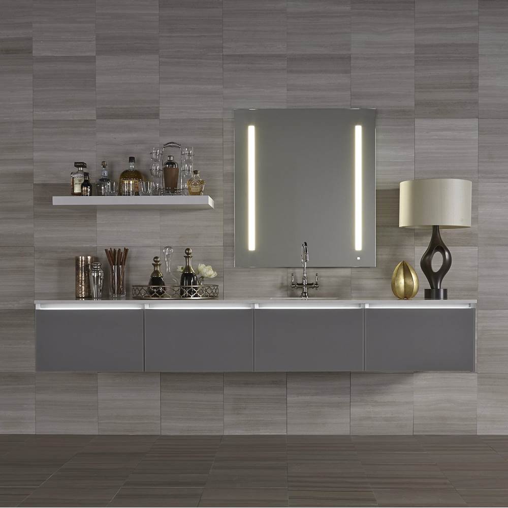 AiO Lighted Mirror, 36'' x 40'' x 1-1/2'', LUM Lighting, 4000K Temperature (Cool Light), Dimmable, USB Charging Ports