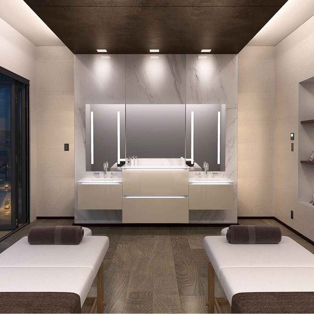 AiO Lighted Mirror, 30'' x 40'' x 1-1/2'', LUM Lighting, 4000K Temperature (Cool Light), Dimmable, USB Charging Ports
