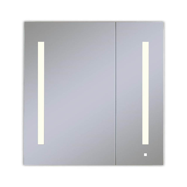 Robern - AiO Lighted Cabinet, 30'' x 30'' x 4'', Two Door, LUM Lighting, 2700K Temperature (Warm Light), Dimmable, OM Audio, Electrical Outlet, USB Left Hinge