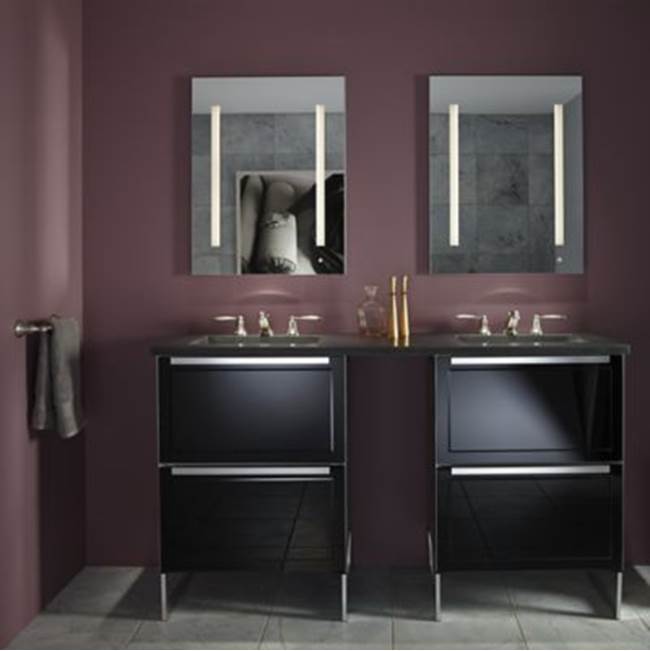 AiO Lighted Cabinet, 24'' x 30'' x 4'', LUM Lighting, 4000K Temperature (Cool Light), Dimmable, OM Audio, Electrical Outlet, USB Left Hinge