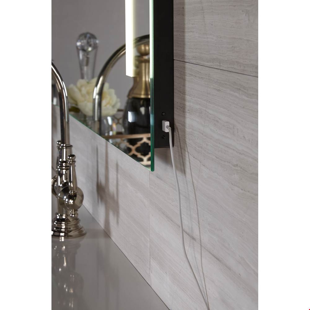 AiO Lighted Mirror, 36'' x 40'' x 1-1/2'', LUM Lighting, 4000K Temperature (Cool Light), Dimmable, USB Charging Ports