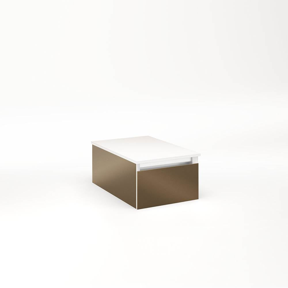 Robern - Cartesian Vanity, 12'' x 7-1/2'' x 18'', Satin Bronze, Full Drawer, No Night Light - Satin Bronze