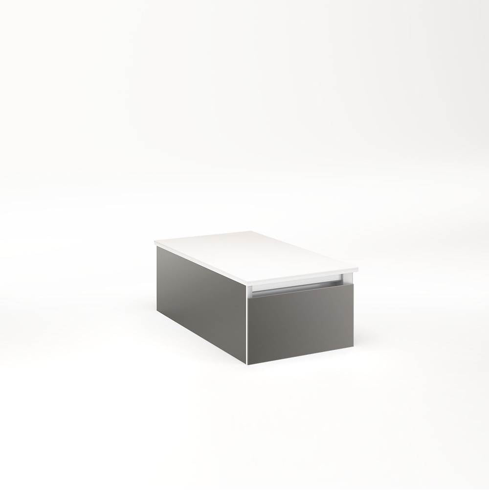 Robern - Cartesian Vanity, 12'' x 7-1/2'' x 21'', Tinted Gray Mirror, Full Drawer, No Night Light - Tinted Gray Mirror