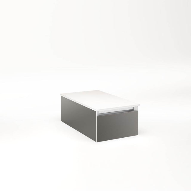 Robern - Cartesian Vanity, 12'' x 7-1/2'' x 21'', Tinted Gray Mirror, Full Drawer, No Night Light - Tinted Gray Mirror