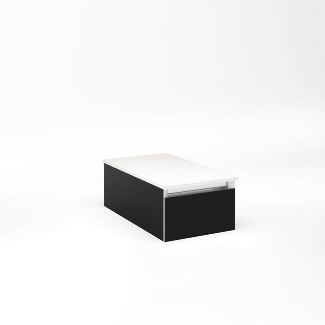 Robern - Cartesian Vanity, 12'' x 7-1/2'' x 21'', Matte Black, Full Drawer, No Night Light - Matte Black