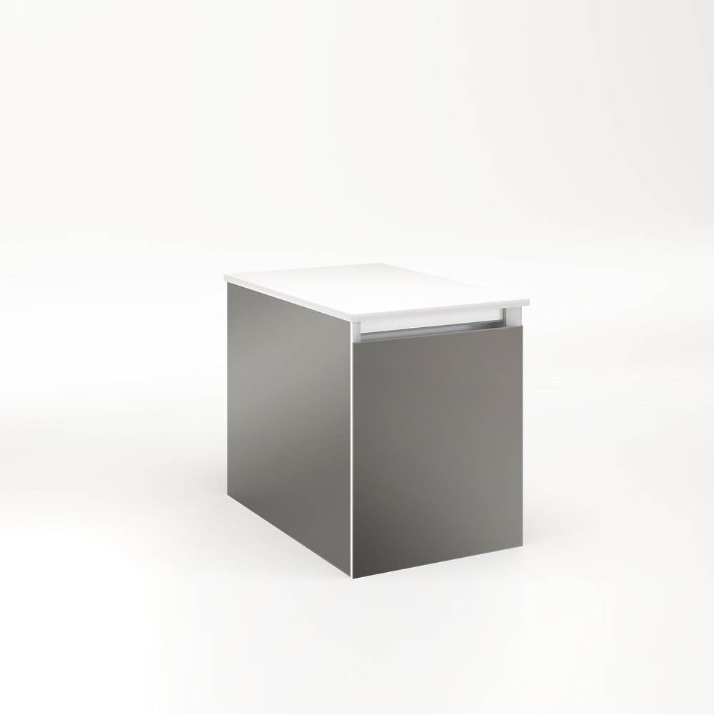 Robern - Cartesian Vanity, 12'' x 15'' x 18'', Tinted Gray Mirror, Full Drawer, No Night Light - Tinted Gray Mirror