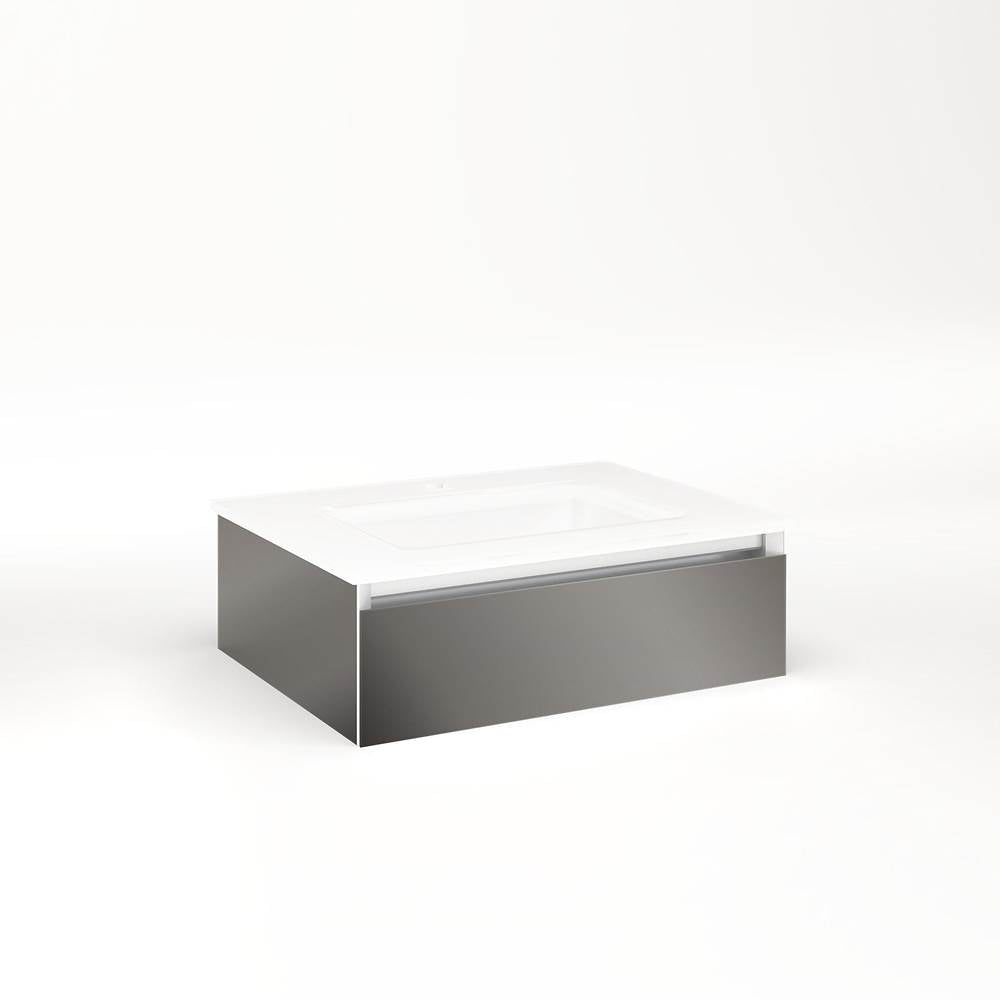Robern - Cartesian Vanity, 24'' x 7-1/2'' x 18'', Tinted Gray Mirror, Full Drawer, No Night Light - Tinted Gray Mirror