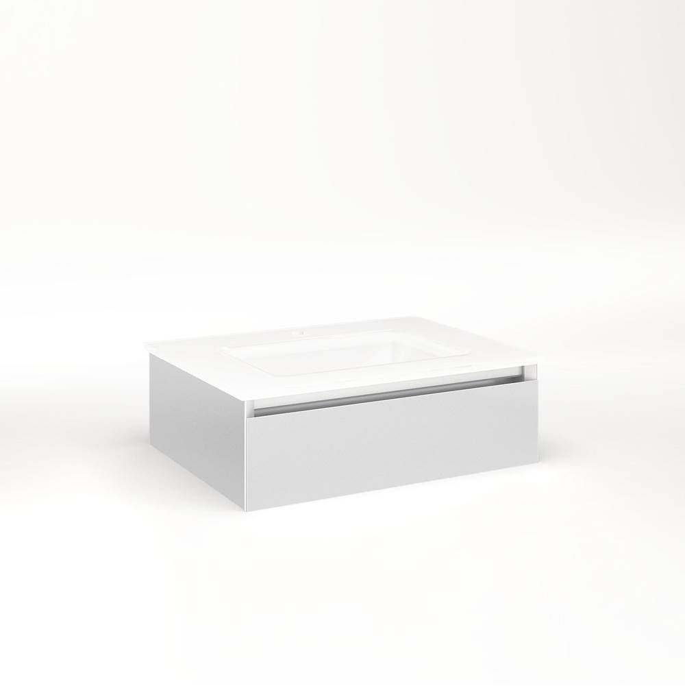 Robern - Cartesian Vanity, 24'' x 7-1/2'' x 18'', Satin White, Plumbing Drawer, No Night Light - Satin White