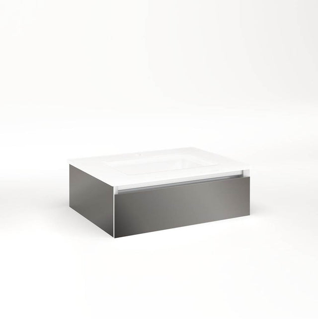 Robern - Cartesian Vanity, 24'' x 7-1/2'' x 18'', Tinted Gray Mirror, Tip Out Drawer, No Night Light - Tinted Gray Mirror
