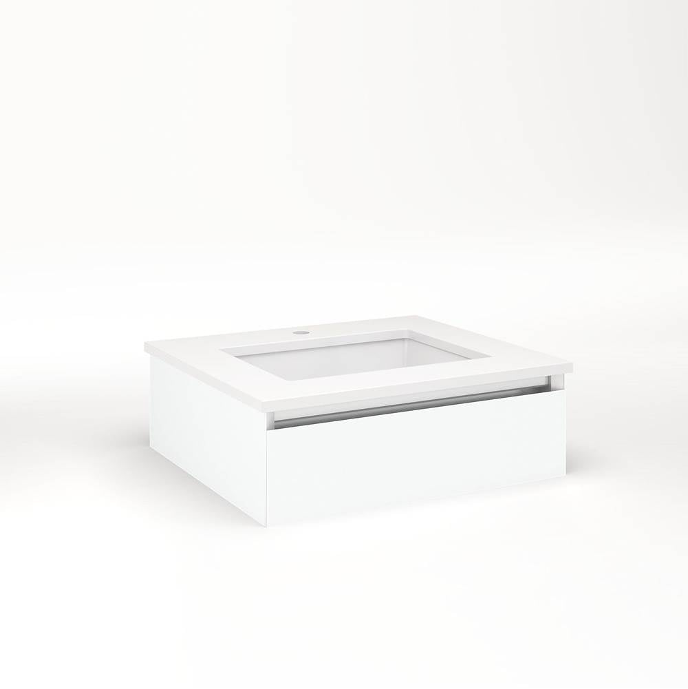 Robern - Cartesian Vanity, 24'' x 7-1/2'' x 21'', Matte White, Plumbing Drawer, No Night Light - Matte White