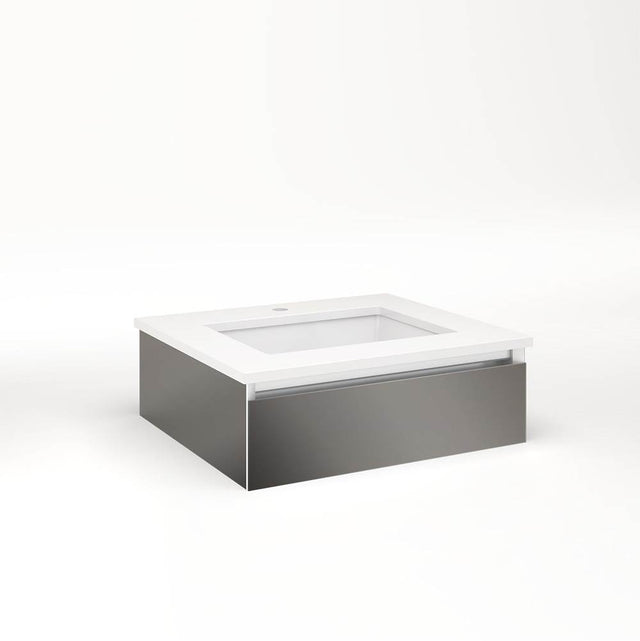 Robern - Cartesian Vanity, 24'' x 7-1/2'' x 21'', Tinted Gray Mirror, Tip Out Drawer, No Night Light - Tinted Gray Mirror