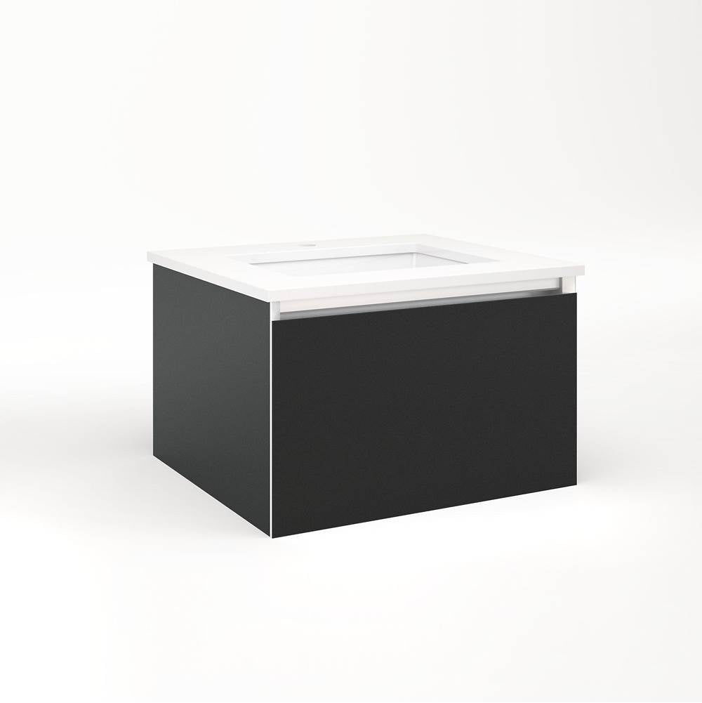 Robern - Cartesian Vanity, 24'' x 15'' x 21'', Matte Black, Full Drawer, No Night Light - Matte Black
