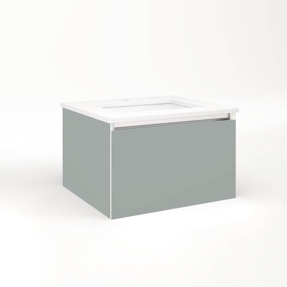 Robern - Cartesian Vanity, 24'' x 15'' x 21'', Matte Gray, Plumbing Drawer, No Night Light - Matte Gray