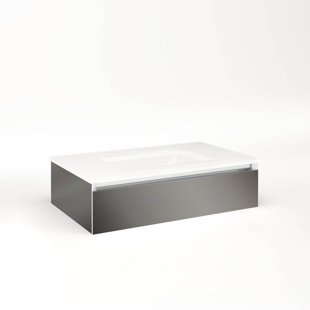 Robern - Cartesian Vanity, 30'' x 7-1/2'' x 18'', Tinted Gray Mirror, Full Drawer, No Night Light - Tinted Gray Mirror