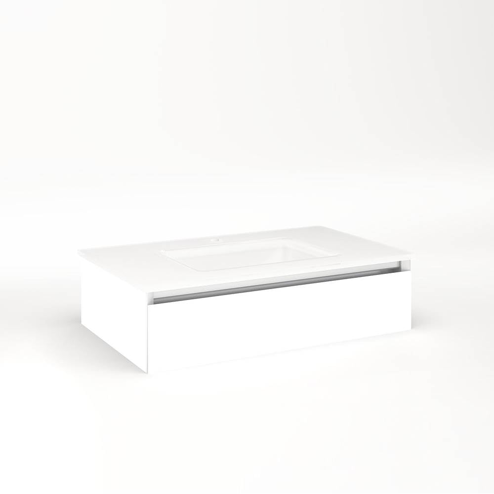 Robern - Cartesian Vanity, 30'' x 7-1/2'' x 18'', White, Plumbing Drawer, No Night Light - White