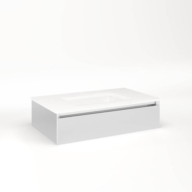Robern - Cartesian Vanity, 30'' x 7-1/2'' x 18'', Satin White, Tip Out Drawer, No Night Light - Satin White