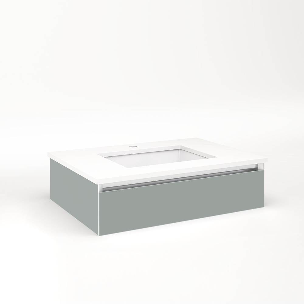 Robern - Cartesian Vanity, 30'' x 7-1/2'' x 21'', Matte Gray, Plumbing Drawer, No Night Light - Matte Gray