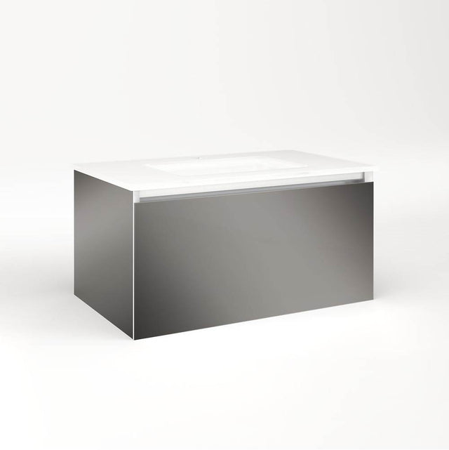 Robern - Cartesian Vanity, 30'' x 15'' x 18'', Tinted Gray Mirror, Full Drawer, No Night Light - Tinted Gray Mirror