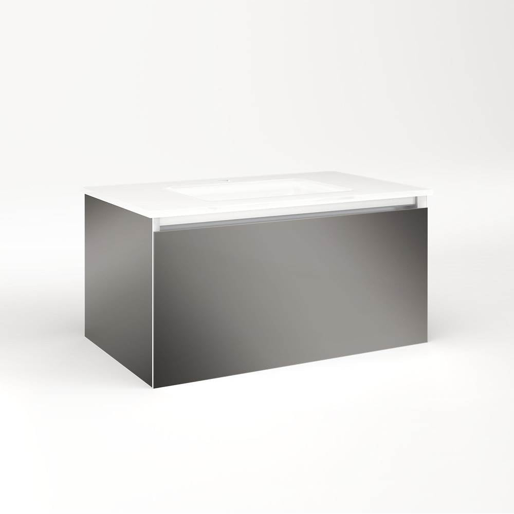 Robern - Cartesian Vanity, 30'' x 15'' x 18'', Tinted Gray Mirror, Plumbing Drawer, No Night Light - Tinted Gray Mirror