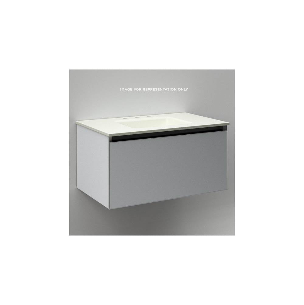 Robern - Cartesian Vanity, 30'' x 15'' x 18'', Matte Gray, Plumbing Drawer, No Night Light - Matte Gray