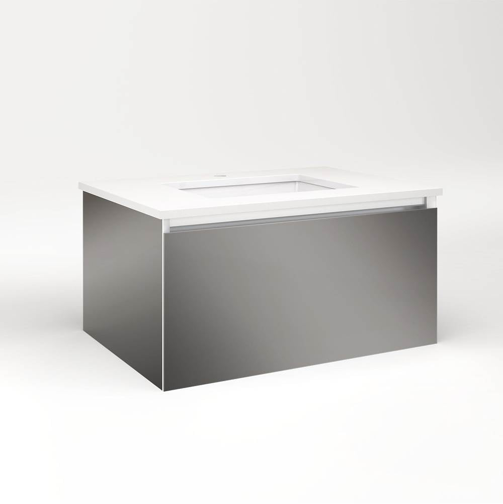 Robern - Cartesian Vanity, 30'' x 15'' x 21'', Tinted Gray Mirror, Plumbing Drawer, No Night Light - Tinted Gray Mirror