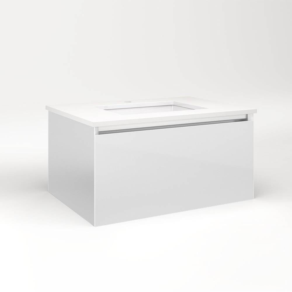 Robern - Cartesian Vanity, 30'' x 15'' x 21'', Satin White, Plumbing Drawer, No Night Light - Satin White