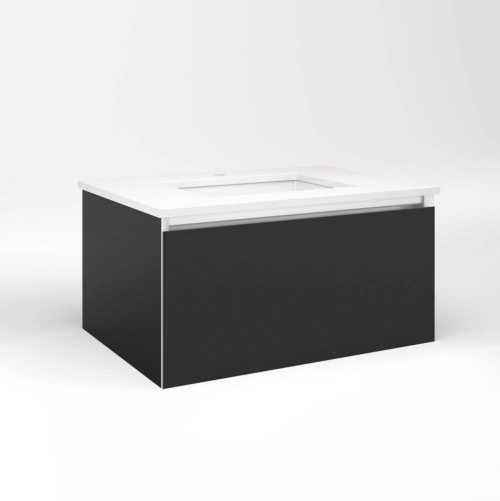 Robern - Cartesian Vanity, 30'' x 15'' x 21'', Matte Black, Plumbing Drawer, No Night Light - Matte Black