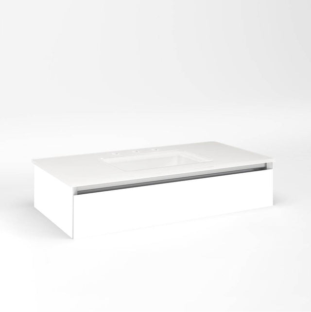 Robern - Cartesian Vanity, 36'' x 7-1/2'' x 18'', Matte White, Full Drawer, No Night Light - Matte White