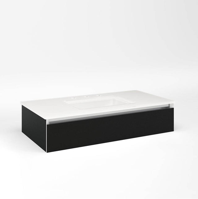 Robern - Cartesian Vanity, 36'' x 7-1/2'' x 18'', Matte Black, Full Drawer, No Night Light - Matte Black