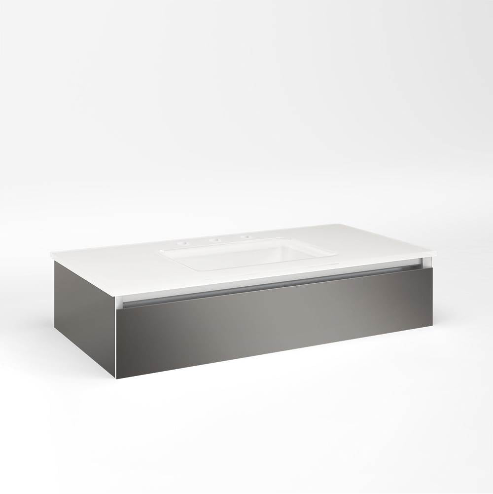 Robern - Cartesian Vanity, 36'' x 7-1/2'' x 18'', Tinted Gray Mirror, Plumbing Drawer, No Night Light - Tinted Gray Mirror