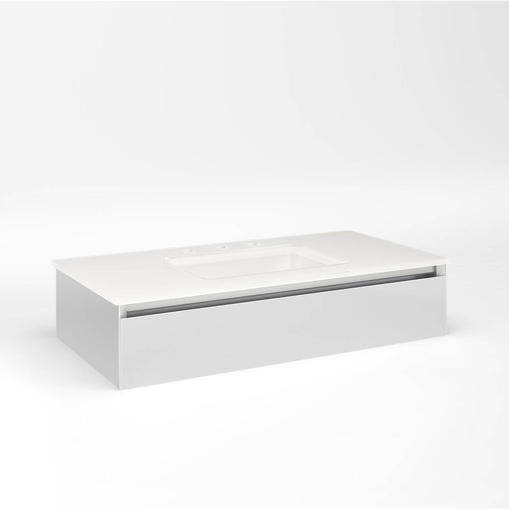 Robern - Cartesian Vanity, 36'' x 7-1/2'' x 18'', Satin White, Plumbing Drawer, No Night Light - Satin White