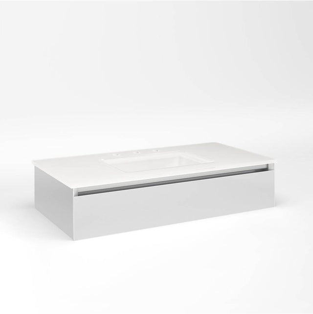 Robern - Cartesian Vanity, 36'' x 7-1/2'' x 18'', Satin White, Plumbing Drawer, No Night Light - Satin White