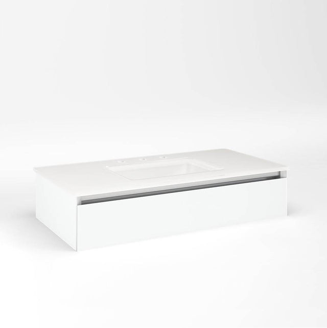 Robern - Cartesian Vanity, 36'' x 7-1/2'' x 18'', White, Plumbing Drawer, No Night Light - White